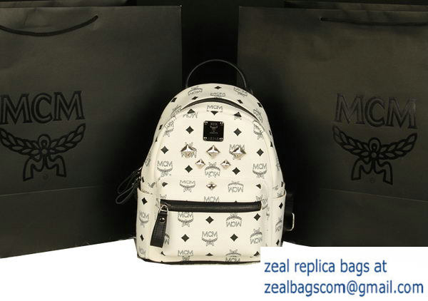 High Quality Replica MCM Stark Backpack Medium in Calf Leather 8003 White